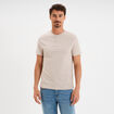 T-shirt col tunisien manches courtes gris clair homme