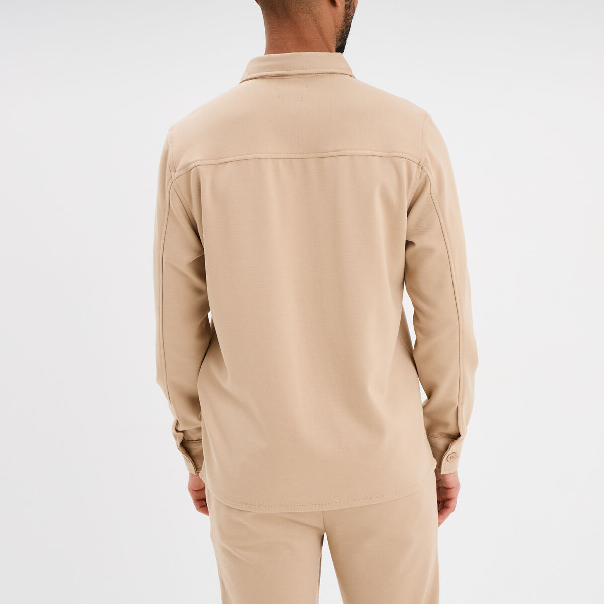 Surchemise manches longues 2 poches beige homme