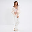 Sweat zippé à capuche molleton beige femme