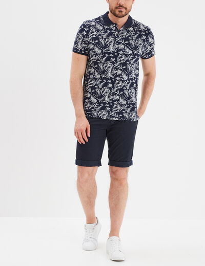 Polo droit manches courtes coton bleu marine homme