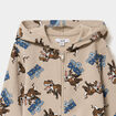 Sweat zipp&eacute; &agrave; capuche molleton imprim&eacute; beige gar&ccedil;on