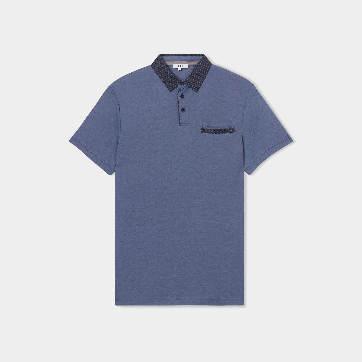 Polo droit manches courtes 1 poche buste bleu foncé homme