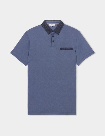 Polo droit manches courtes 1 poche buste bleu foncé homme