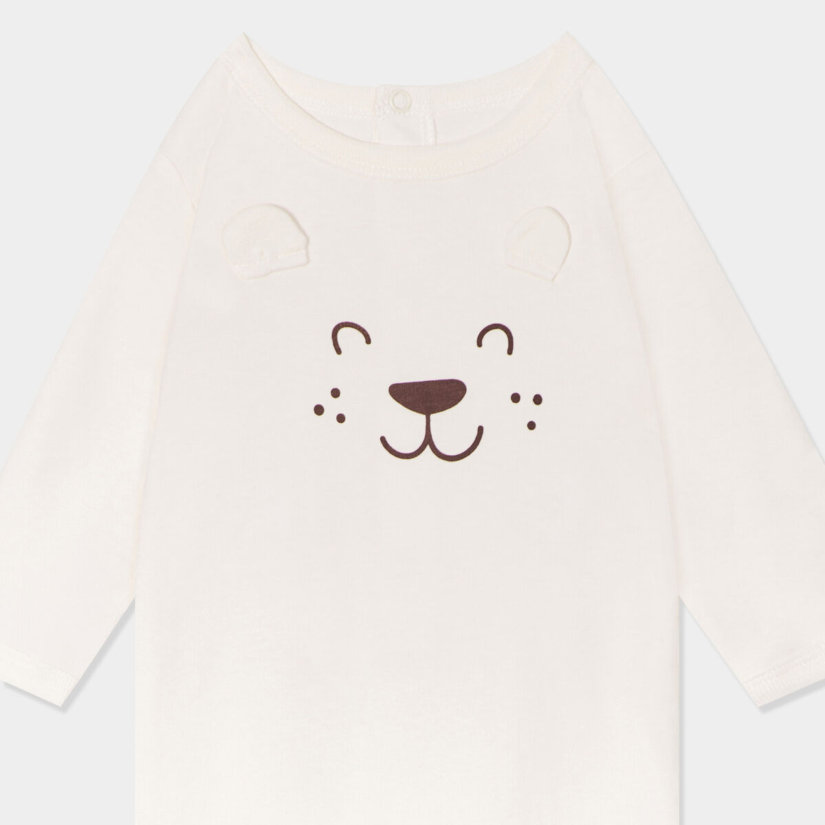 Dors-bien manches longues boutonné coton ecru bébé