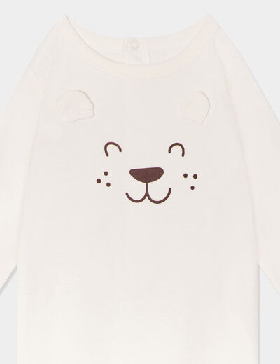Dors-bien manches longues boutonné coton ecru bébé