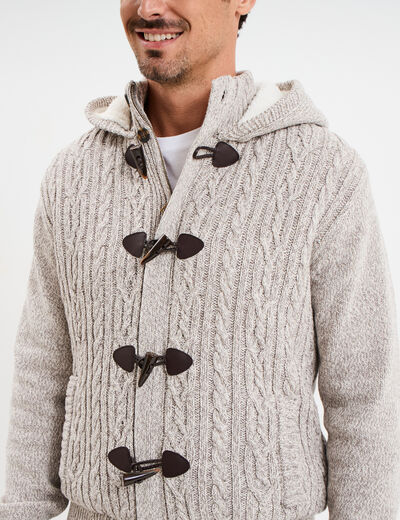 Gilet &agrave; capuche fourr&eacute;e ivoire homme