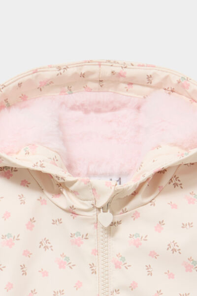 Parka imperm&eacute;able &agrave; capuche fourr&eacute;e bleu marine b&eacute;b&eacute; fille