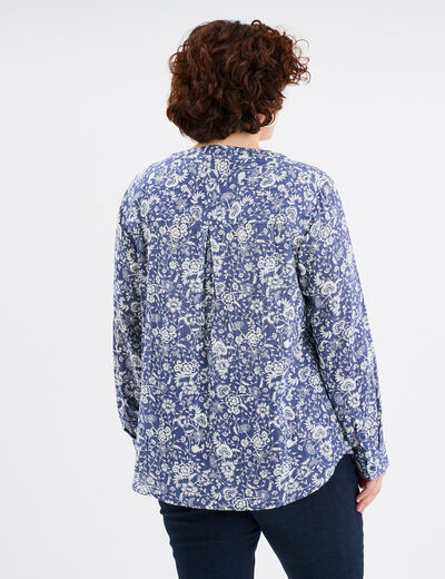 Chemise col mao Modavista bleu gris femme grande taille