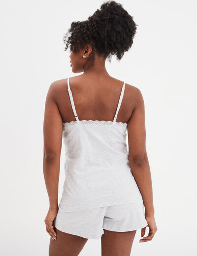 Ensemble pyjama short et débardeur gris clair femme