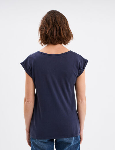 T-shirt manches courtes coton Creeks bleu marine femme