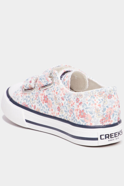 Baskets toile &agrave; scratchs bout renforc&eacute; ecru fille