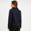 Veste bouclette boutonn&eacute;e bleu marine femme