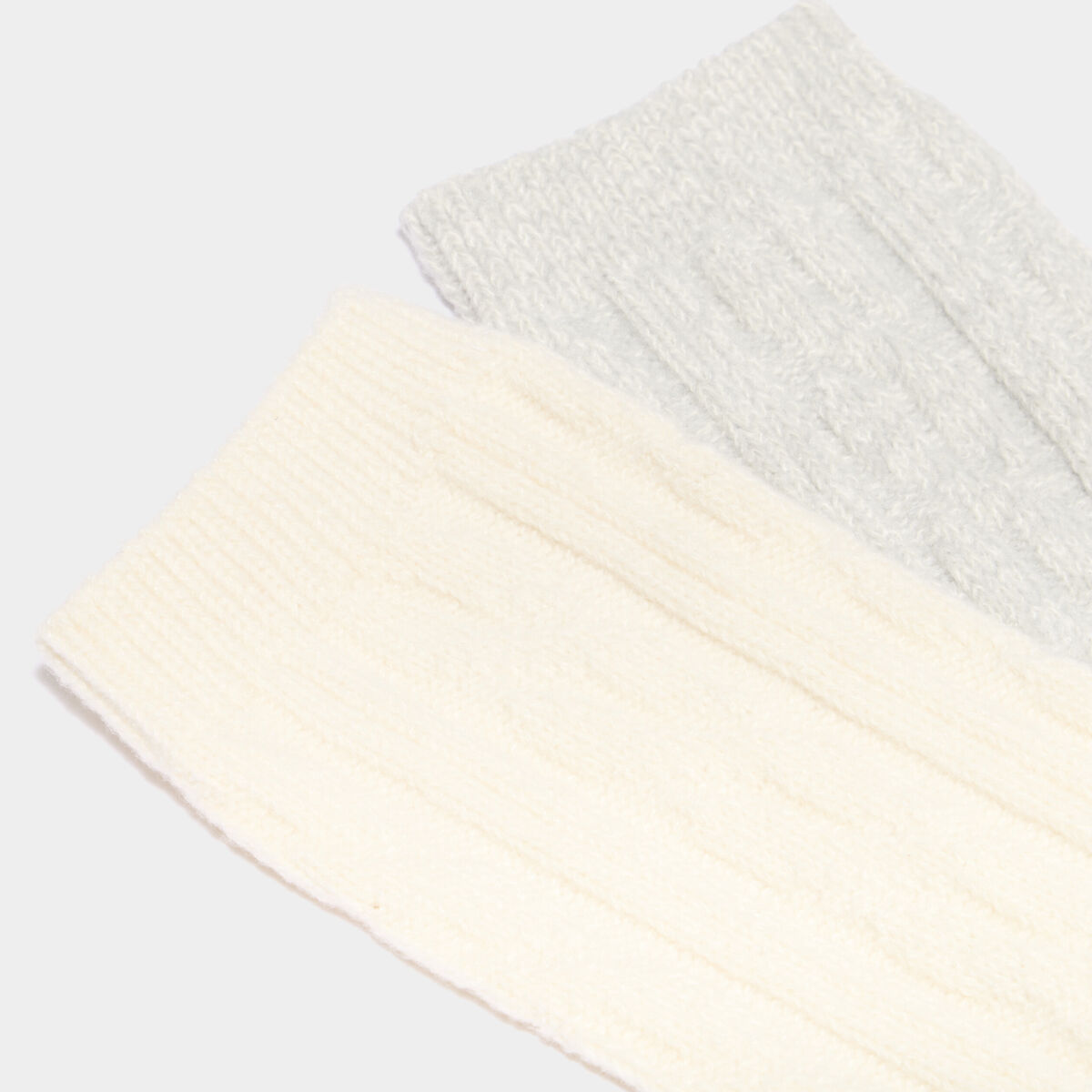 Lot 2 paires chaussettes torsades ivoire femme