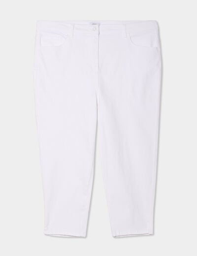 Pantalon corsaire skinny taille haute blanc femme grande taille