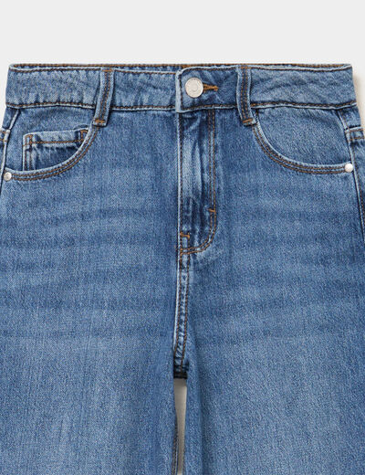 Jean large taille ajustable coton denim stone fille