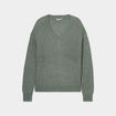 Pull col en V vert femme