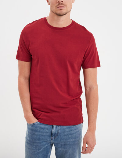 T-shirt en coton manches courtes rouge homme