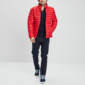 Doudoune droite légère col montant rouge homme