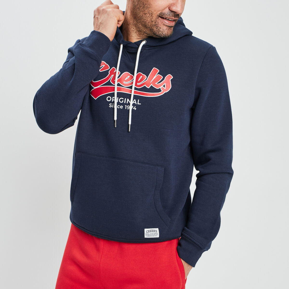 Sweat &agrave; capuche hoodie bleu marine homme