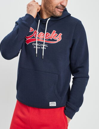 Sweat &agrave; capuche hoodie bleu marine homme