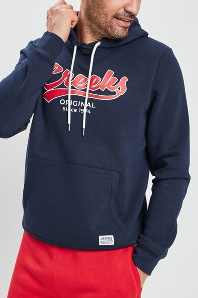 Sweat &agrave; capuche hoodie bleu marine homme