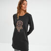 Chemise de nuit t-shirt col rond gris fonc&eacute; femme