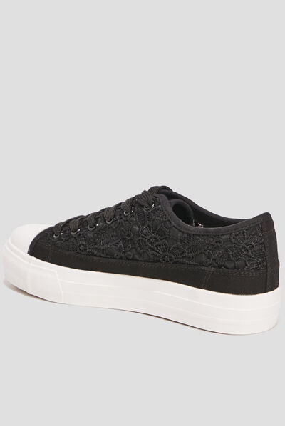 Tennis en toile avec guipure Liberto noir femme