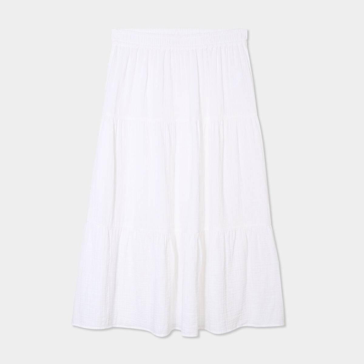 Jupe longue évasée gaze de coton blanc femme grande taille