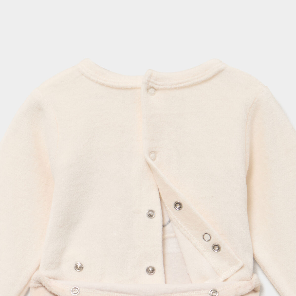 Dors-bien velours manches longues beige b&eacute;b&eacute;