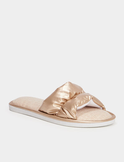 Mules matelassées métallisées couleur or femme