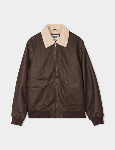 Blouson simili cuir col aviateur Creeks marron homme