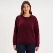 Gilet ajust&eacute; col rond manches longues violet fonc&eacute; femme grande taille