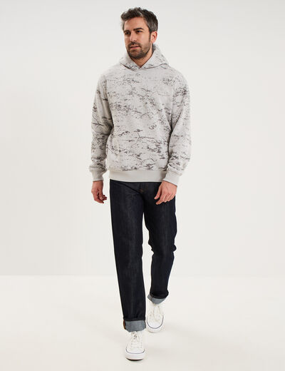 Sweat hoodie &agrave; capuche molleton gris homme