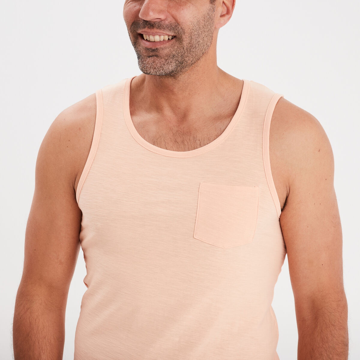 Débardeur droit 1 poche coton Creeks rose homme