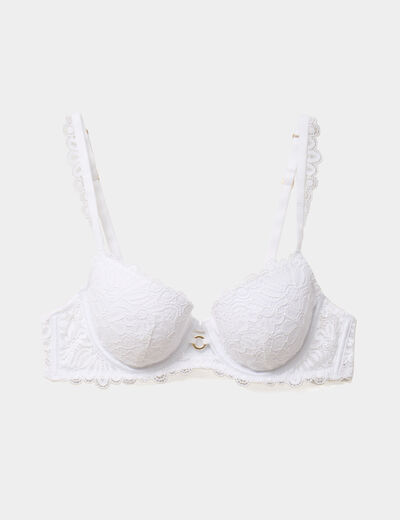 Soutien-gorge embo&icirc;tant padd&eacute; dentelle blanc femme