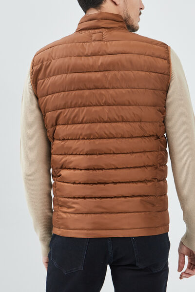 Doudoune droite sans manches camel homme