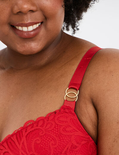 Soutien-gorge emboîtant dentelle rouge femme grande taille