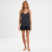 Haut de pyjama d&eacute;bardeur &agrave; bretelles bleu marine femme