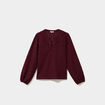 Blouse broderie anglaise manches longues violet fonc&eacute; femme