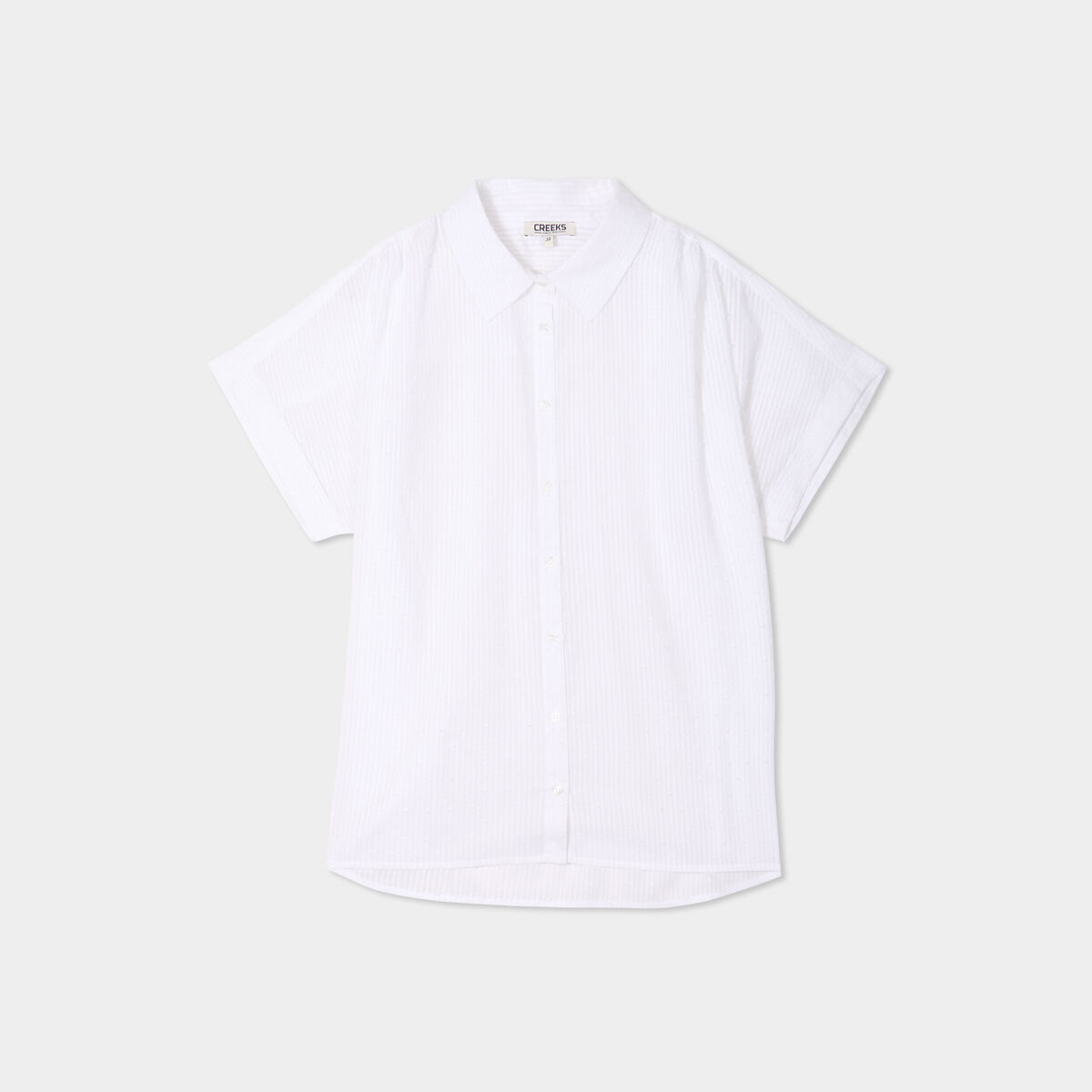 Chemise plumetis manches courtes coton blanc femme