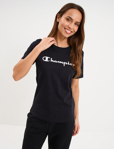 T-shirt manches courtes coton Champion noir femme