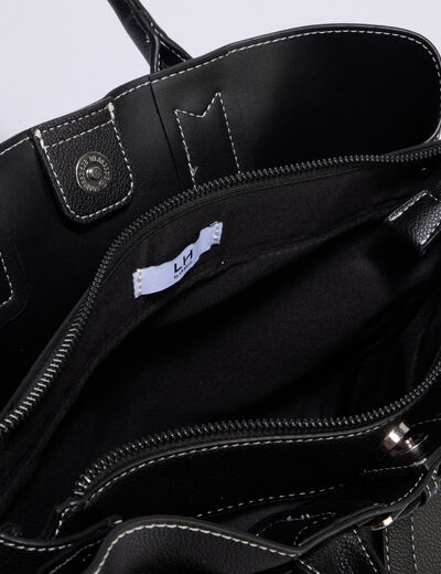 Sac &agrave; main avec bandouli&egrave;re noir femme