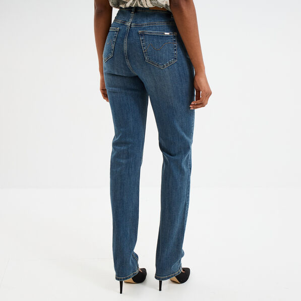 jeans regular 5 poches coton creeks denim dirty femme Jeans regular 5 poches coton Creeks denim dirty femme