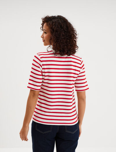 T-shirt marini&egrave;re manches courtes ecru femme