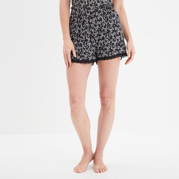bas de pyjama short details dentelle noir femme Bas de pyjama short détails dentelle noir femme