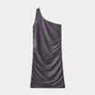 Robe métallisée moulante asymétrique noir femme