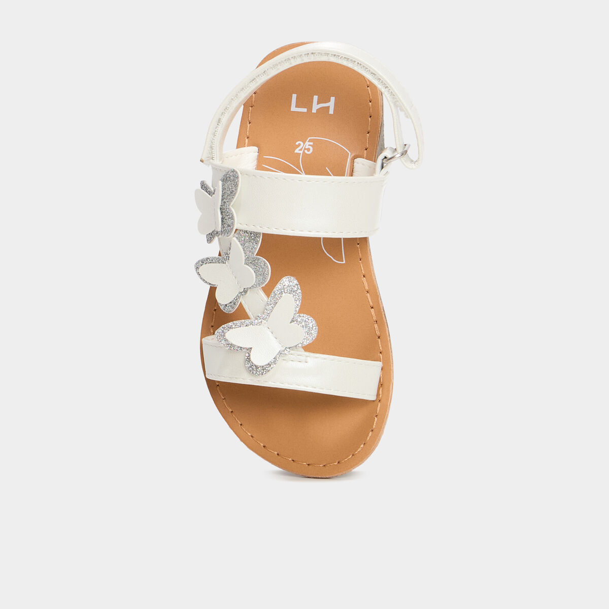Sandales papillons pailletés blanc fille