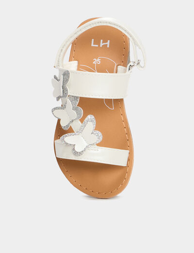 Sandales papillons pailletés blanc fille