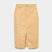 Jupe en jean longue fendue droite beige femme