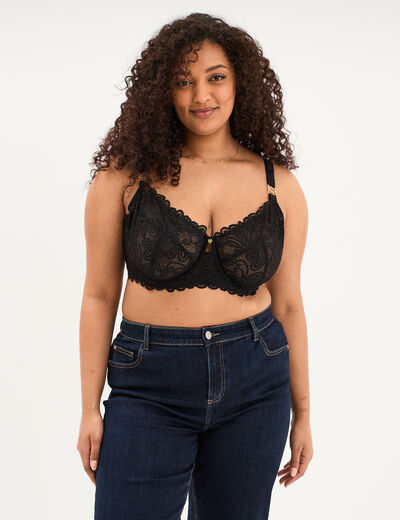 Soutien-gorge embo&icirc;tant dentelle noir femme grande taille